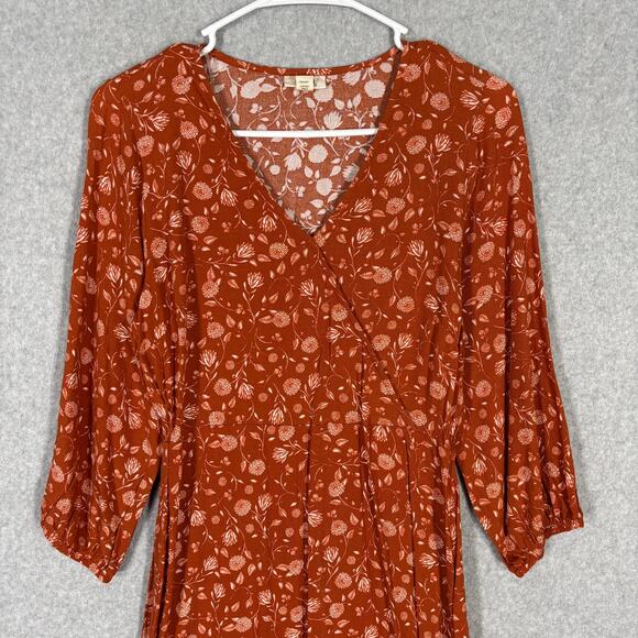 Ana Dress XS‎ Mini Flowy Boho Cowgirl Rodeo Skater Mediterranean Y2K Rust Burnt - Picture 2 of 12